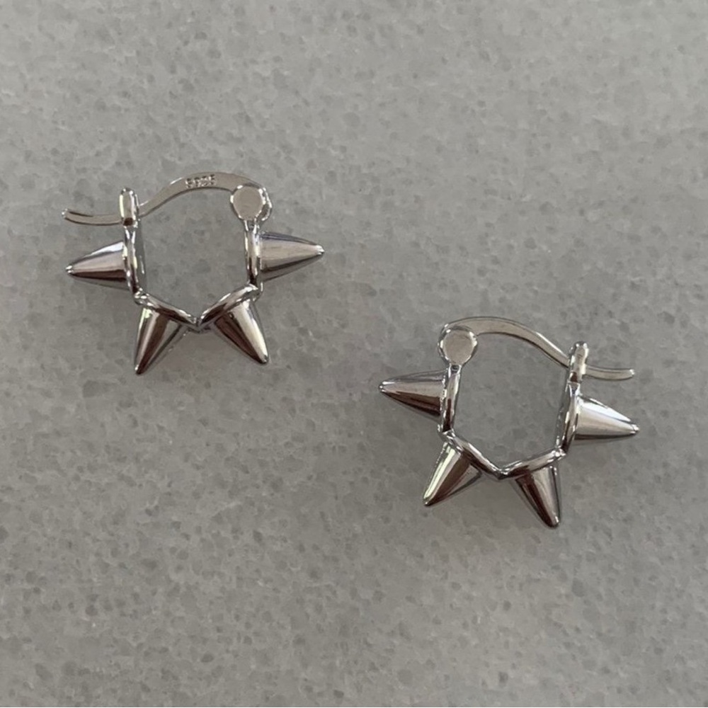 COPY - COPY - Sterling Silver Spike Huggie Hoop Earrings Brand New